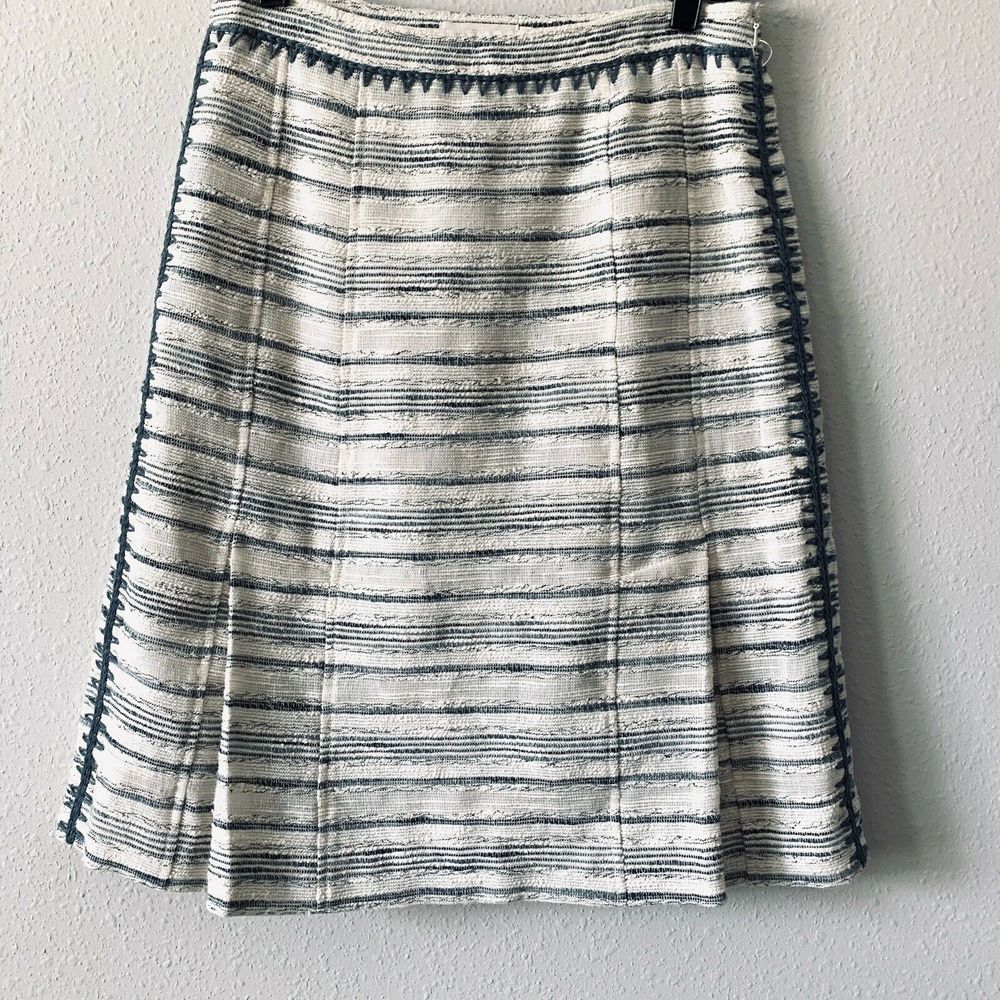 Tory Burch Nicole Cream Tweed Pleat Front Skirt - Picture 2 of 6
